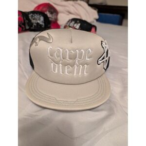Watson Carpe Diem Trucker Hat Tan Black Snapback Mesh Cap Crossed Revolvers OS